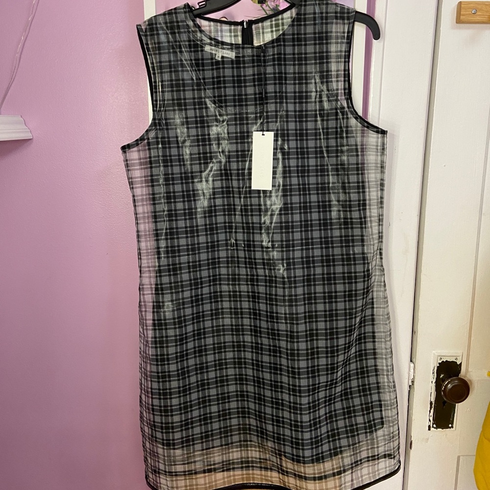 Helmut lang cellophane plaid shell dress